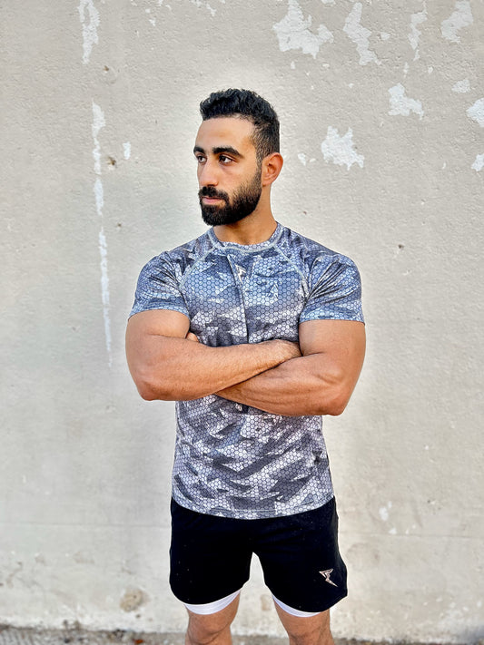 Grey Pattern Mesh T-shirt