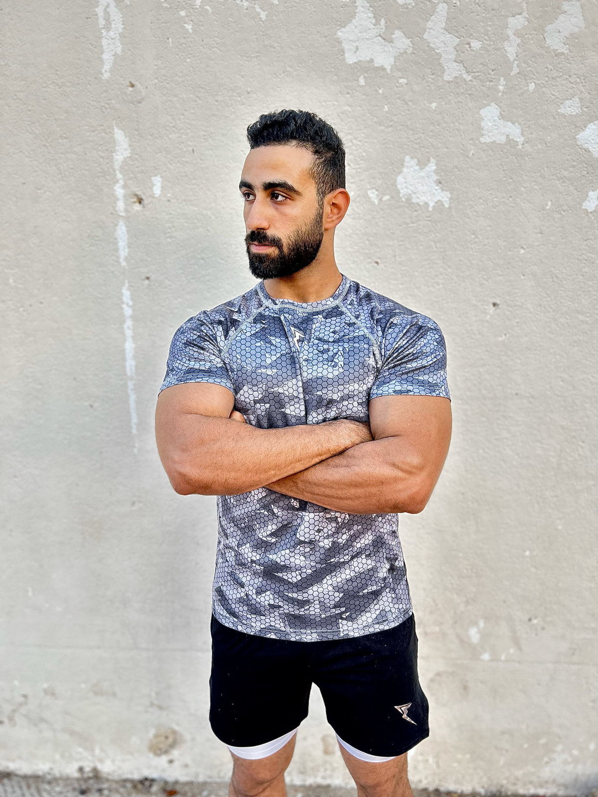 Grey Pattern Mesh T-shirt