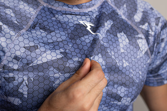 Blue Pattern Mesh T-shirt