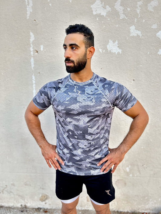 Grey Pattern Mesh T-shirt