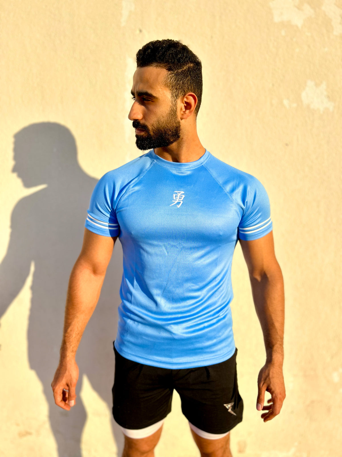 Light Blue 勇 Mesh T-shirt