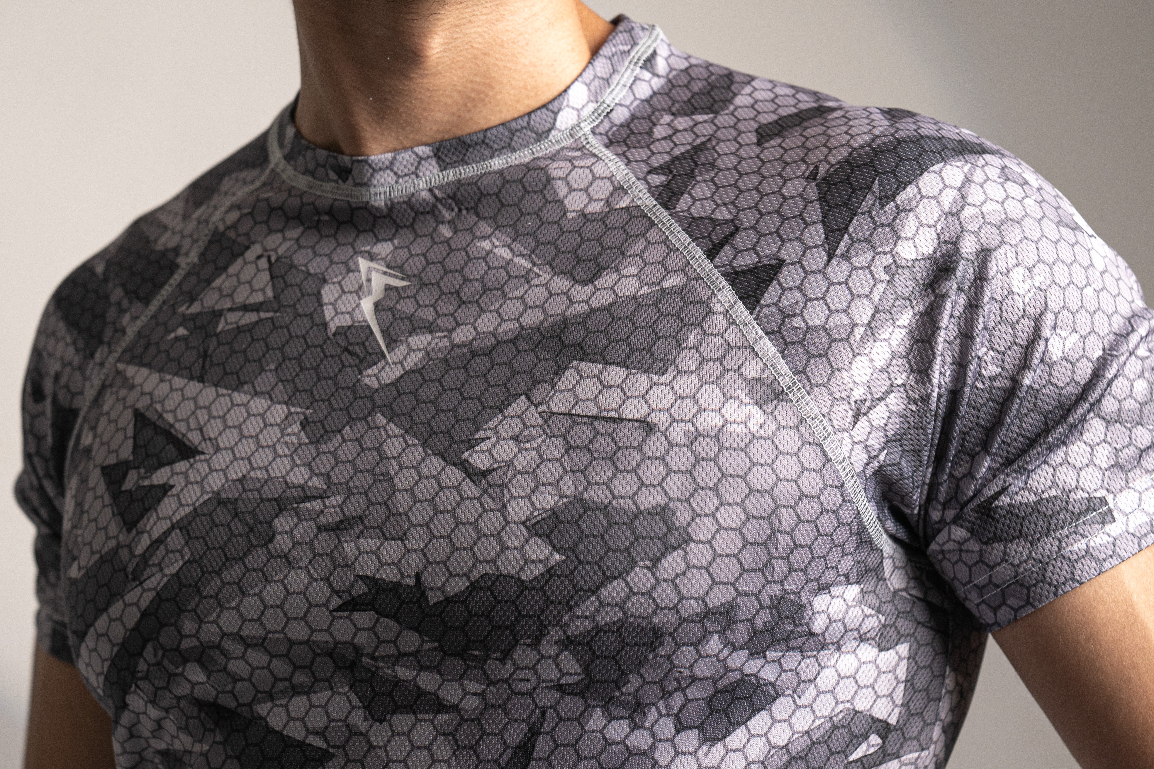 Grey Pattern Mesh T-shirt