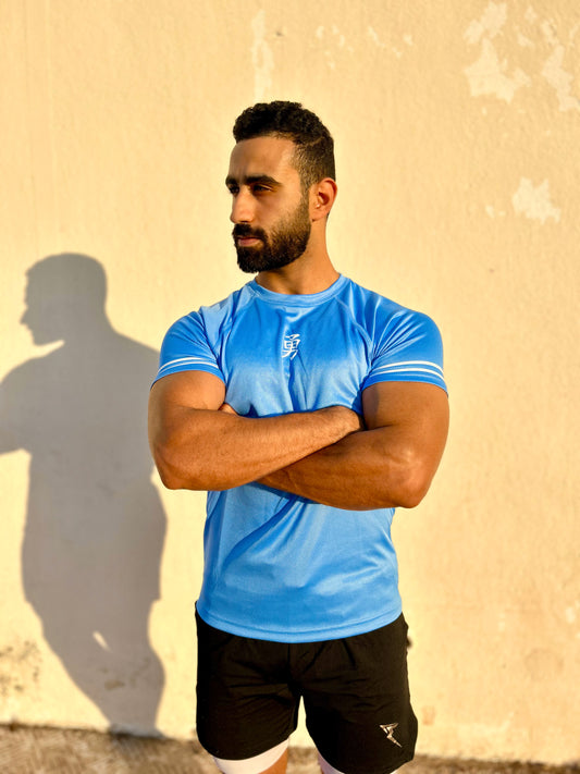 Light Blue 勇 Mesh T-shirt